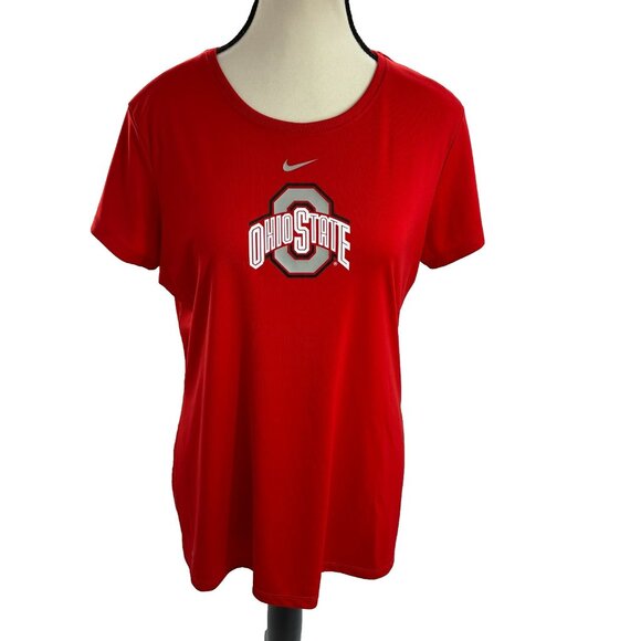 Nike Women’s L Ohio State Buckeyes T Shirt Red Short Sleeve Athletic Tee - Picture 1 of 6
